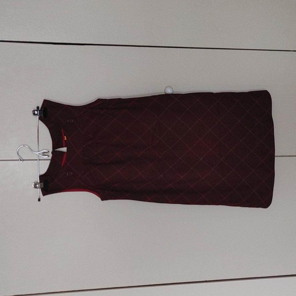Maeve Brown / Red Plaid Print Silk and Cotton Dress Size 2
